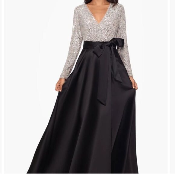 Xscape 3352X Long Sleeve Sequin Top Ballgown Skirt size 8 - Picture 3 of 10